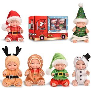2. ZCOINS Mini Reborn Dolls 6 Pack 4.3 Inch Washable Baby Dolls Christmas Gift